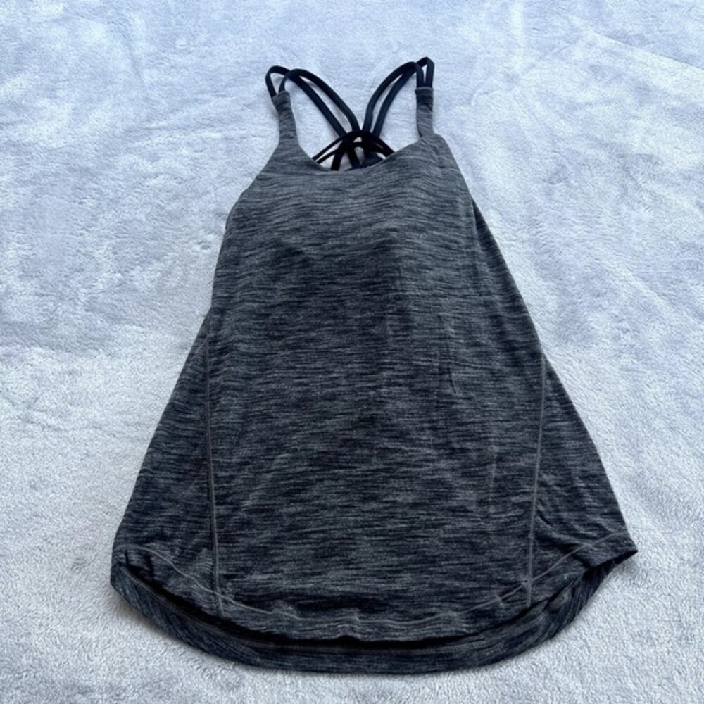 Lululemon Shirt Womens 4 Gray Black Free To Be Serene Tank Top Athletic Yoga Gym